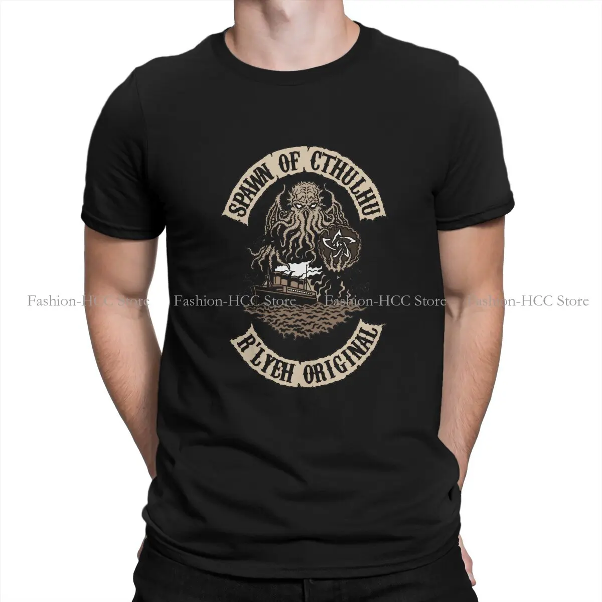 

Оригинальные футболки Sons Of анархии с круглым вырезом, футболка Spawn of Cthulhu R'lyeh, персонализированная Мужская футболка, забавная одежда из полиэстера