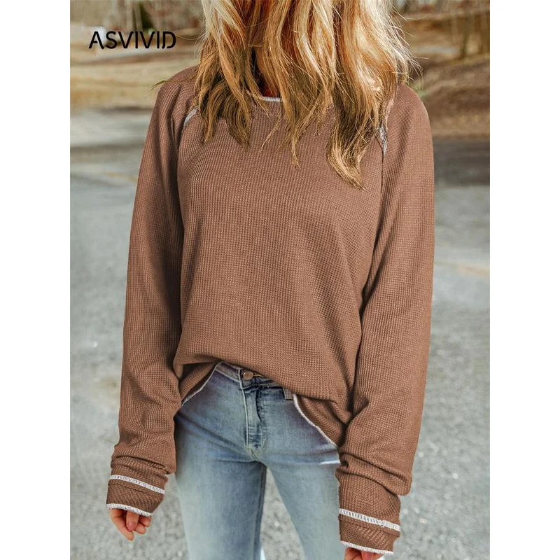 Женский однотонный контрастный вязаный Топ свитера для женщин повседневный