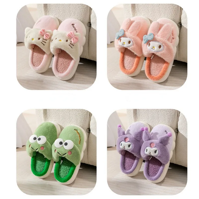 Теплые и милые домашние тапочки Meledy HelloKitty Kurobi на осень зиму