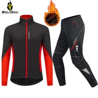 wosawe winter long sleeve mens cycling set water repellent bicycle clothing pro team mtb bike jackets jersey pants uniform