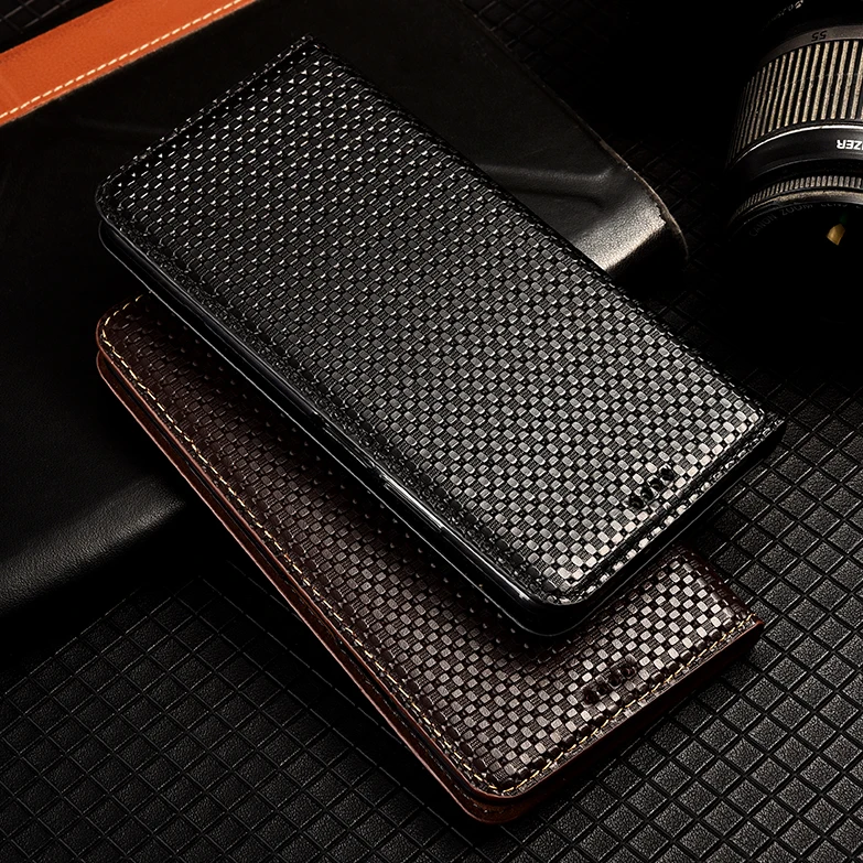 

Grid Pattern Genuine Leather Flip Case For Samsung Galaxy A12 A21 A31 A41 A51 A71 A22 A32 A42 A52 A52S A72 A33 A53 A73 Cover