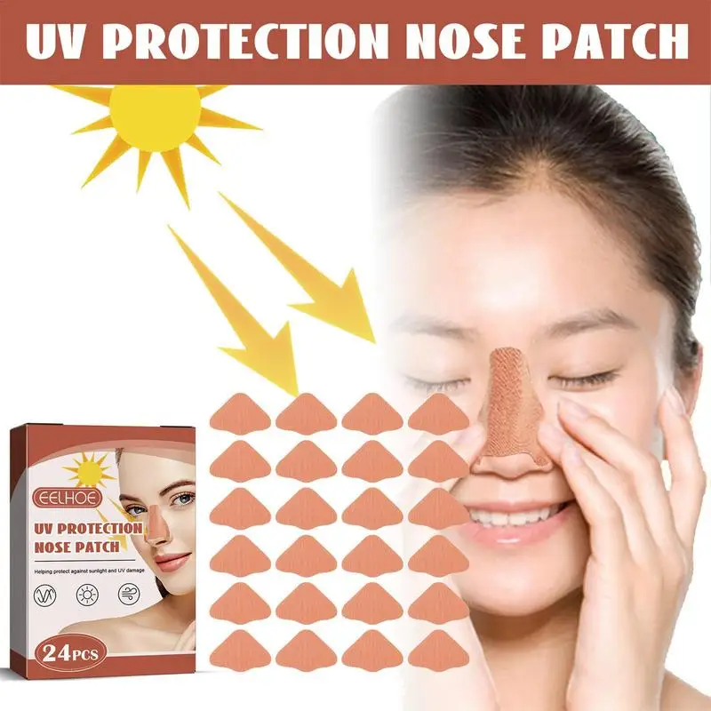 

24 Set Sun Protection Nose Patch UV Protection Nose Cover for Men Women Sports Tanning Outdoor Beige