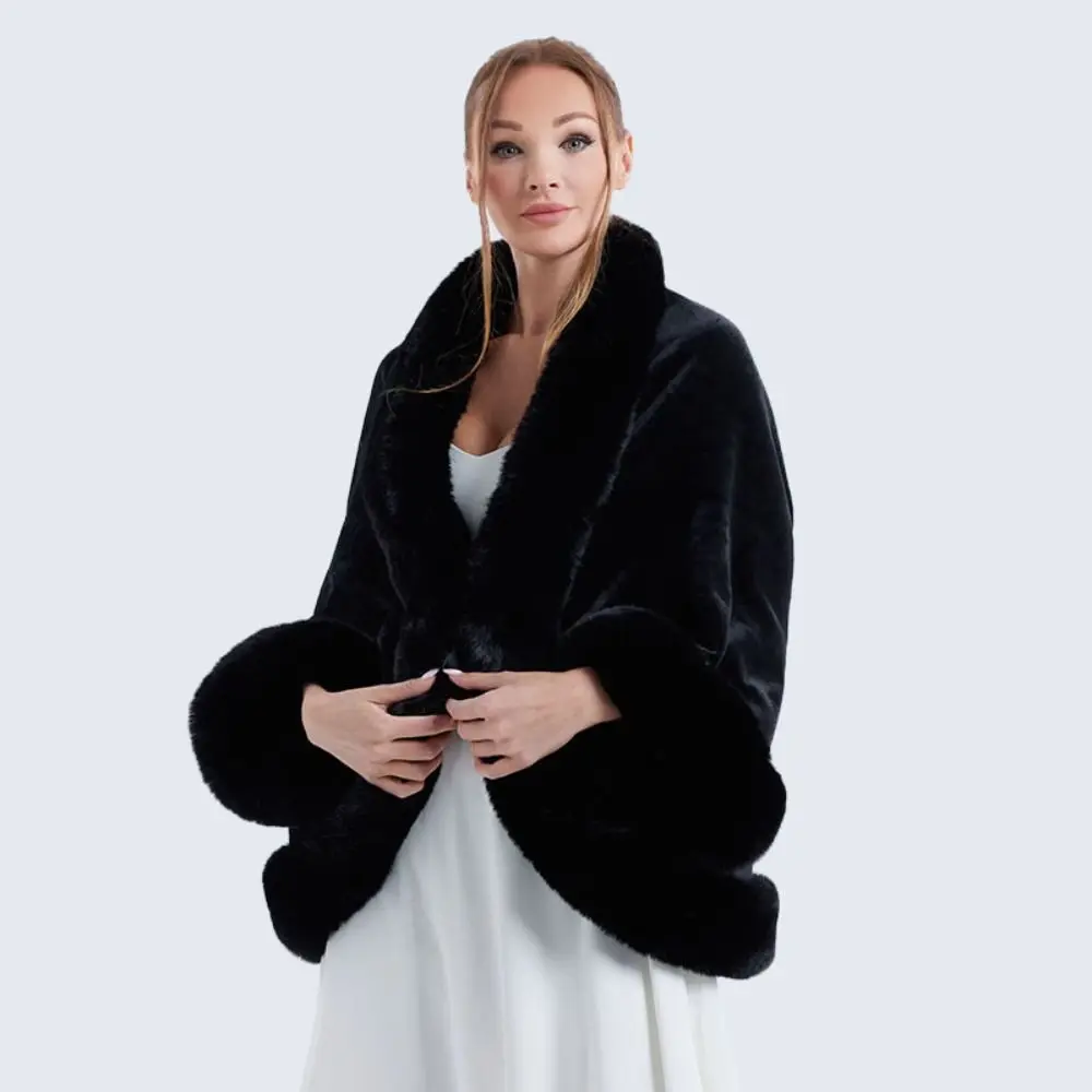 Модная зимняя теплая плюшевая шаль утепленная с рукавами воротник из