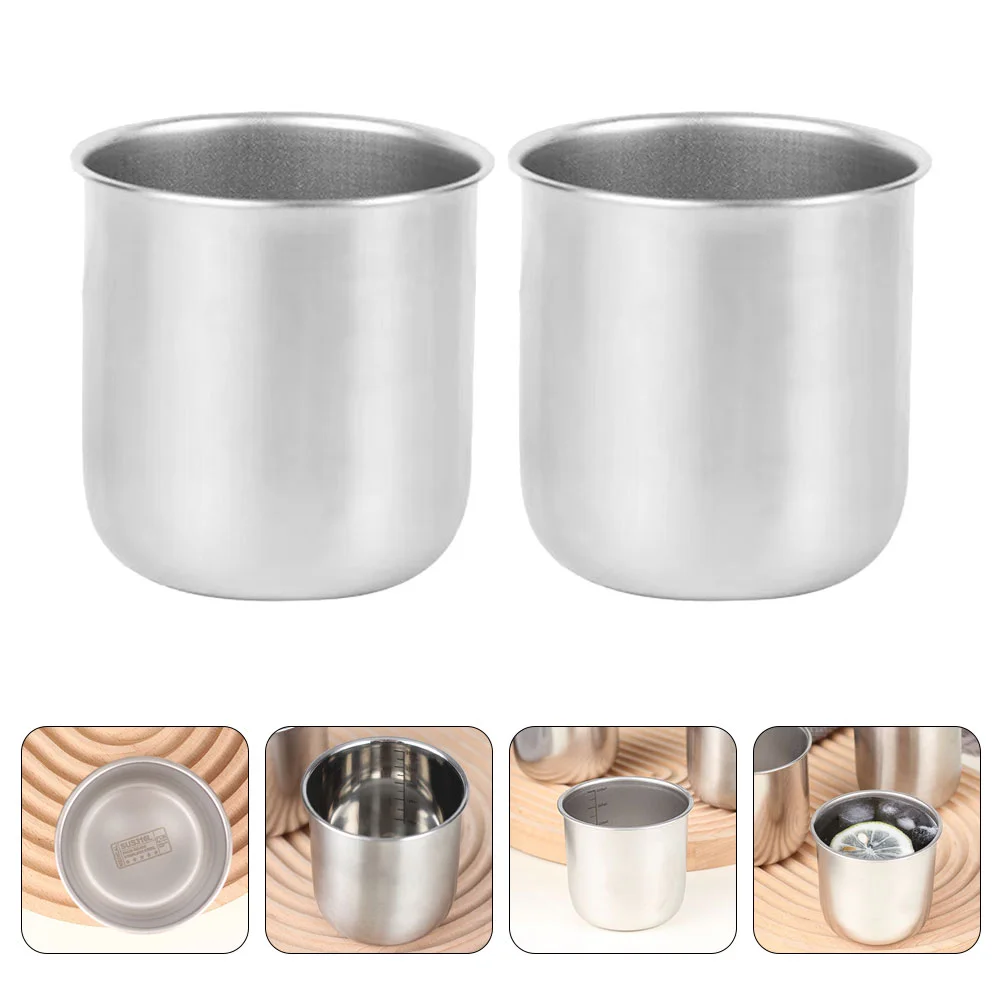 

2 Pcs Measuring Container Cup Cold Drink Household Stainless Steel Rice Child Food