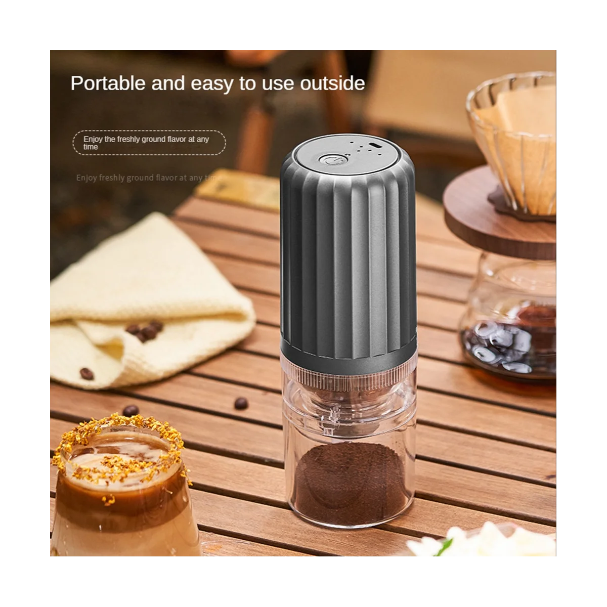 

Электрическая кофемолка, бытовая Съемная кофемолка с USB-зарядкой, для офиса и кухни, белый цвет