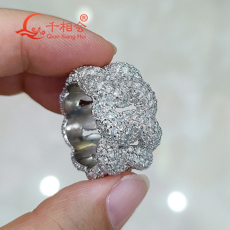 15 5 мм Стерлинговое Серебро 925 пробы пять рядов полумесяц хип-хоп моиссанит кольцо