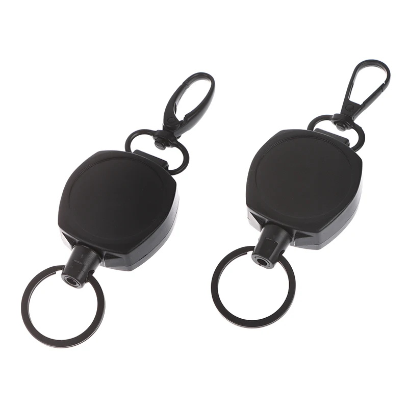 

1PCS Simple Classic Black Round Carabiner Backpack Buckle Retractable Elastic Easy Pull White Sports Keychain