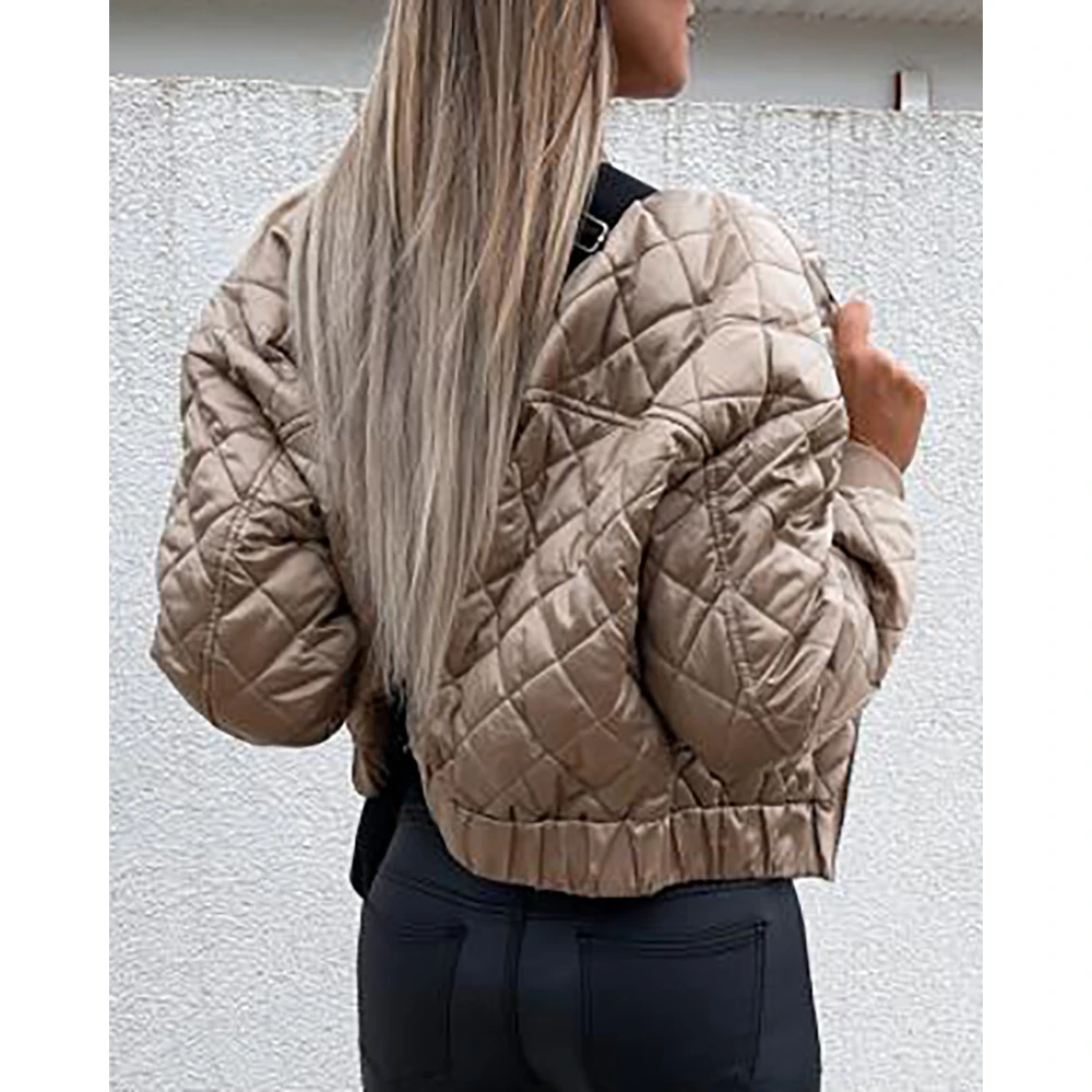 2023 Autumn Winter Women Quilted Long Sleeve Zipper Design Puffer Jacket Fashion Femme Long Sleeve Coat 2022 Lady Worm Outfits