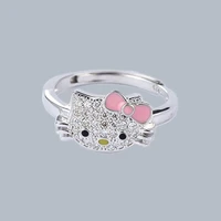 hello kitty ring female student argent jewelry cute cartoon kitty opening index finger ring ornaments gifts