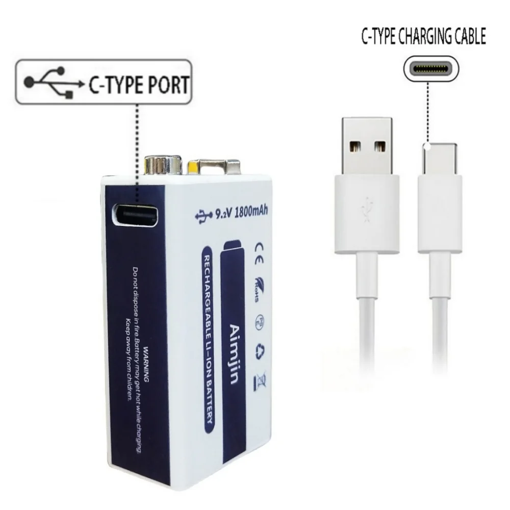 aimjin USB TYPE-C 9В 1800mAh литий-ионная батарея