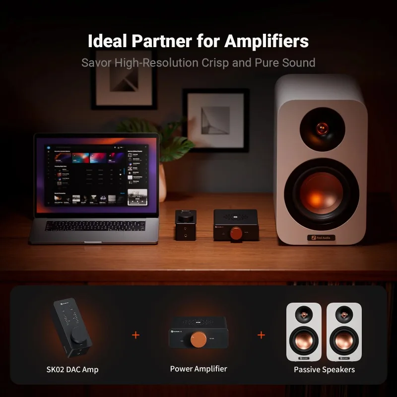 Фото Fosi Audio SK02 USB-декодер с поддержкой DSD 256 PCM ЦАП Усилитель для наушников Аудиоусилитель для сбалансированных наушников 3,5 мм и 4,4 мм №2