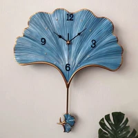 wholesale new fashion design gingko design hand painted time use wall clock decorations geometric resin wall clocks