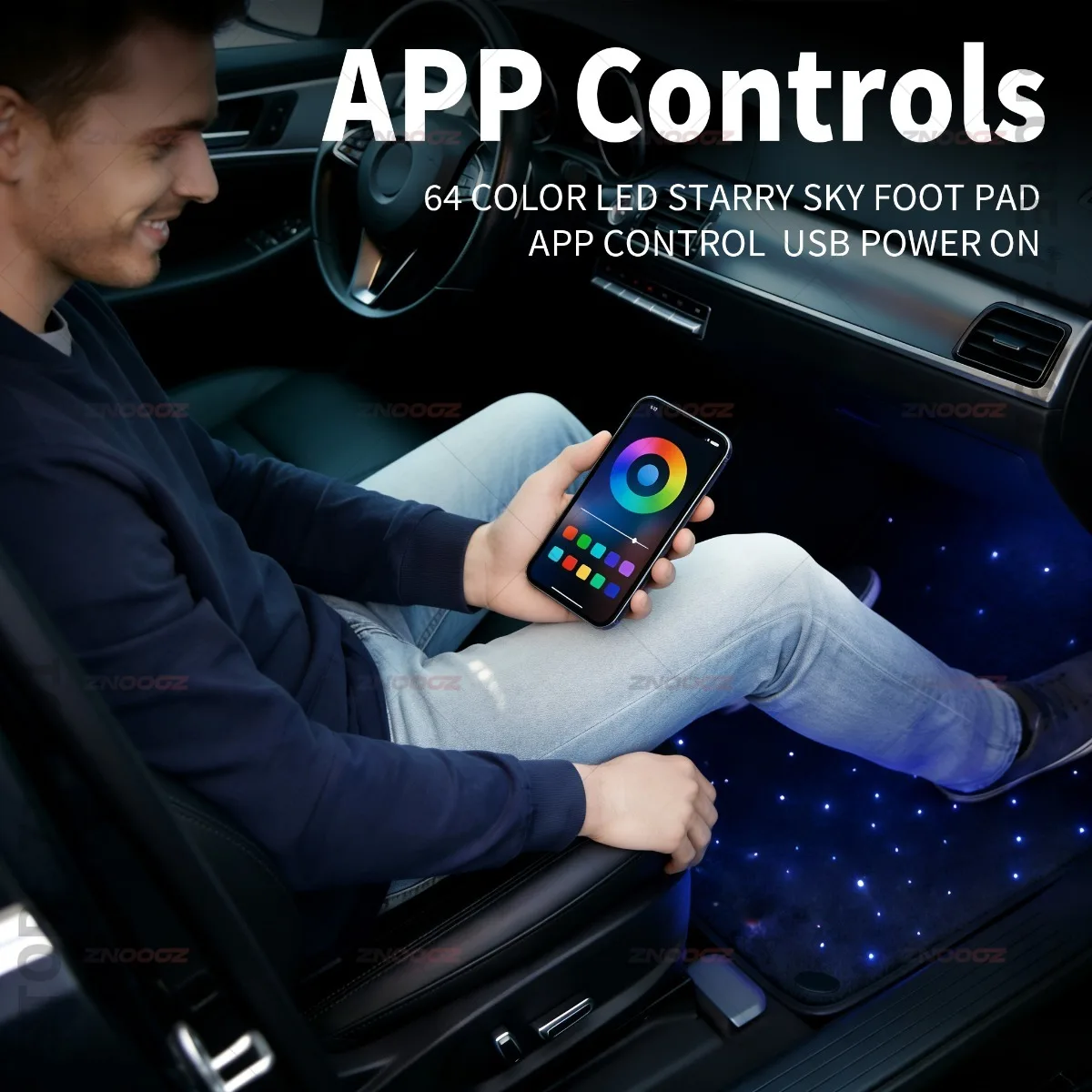 Фото Для VolkswagenGolf Polo T-Cross Caddy Touran Jetta Vento Talagon Tiguan Touareg USB Автомобильный светодиодный коврик для ног со звездным небом DIY можно разрезать №5