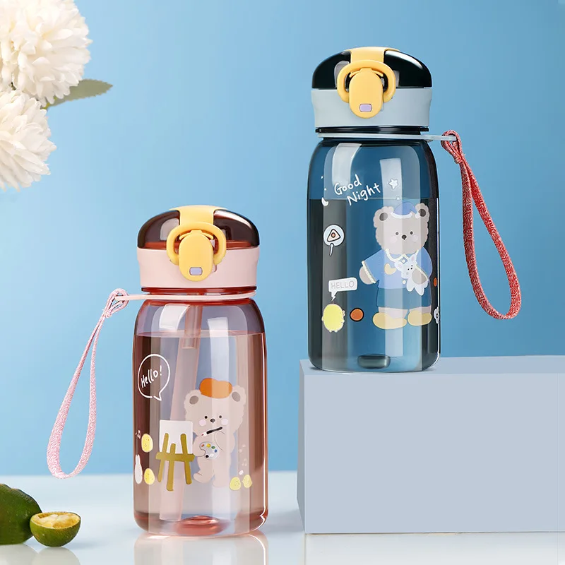 

Baby Cartoon Animal Gravity Ball Straw Cup Children's School Drinking Water Straw Bottle with Shoulder Strap Water Bottle
