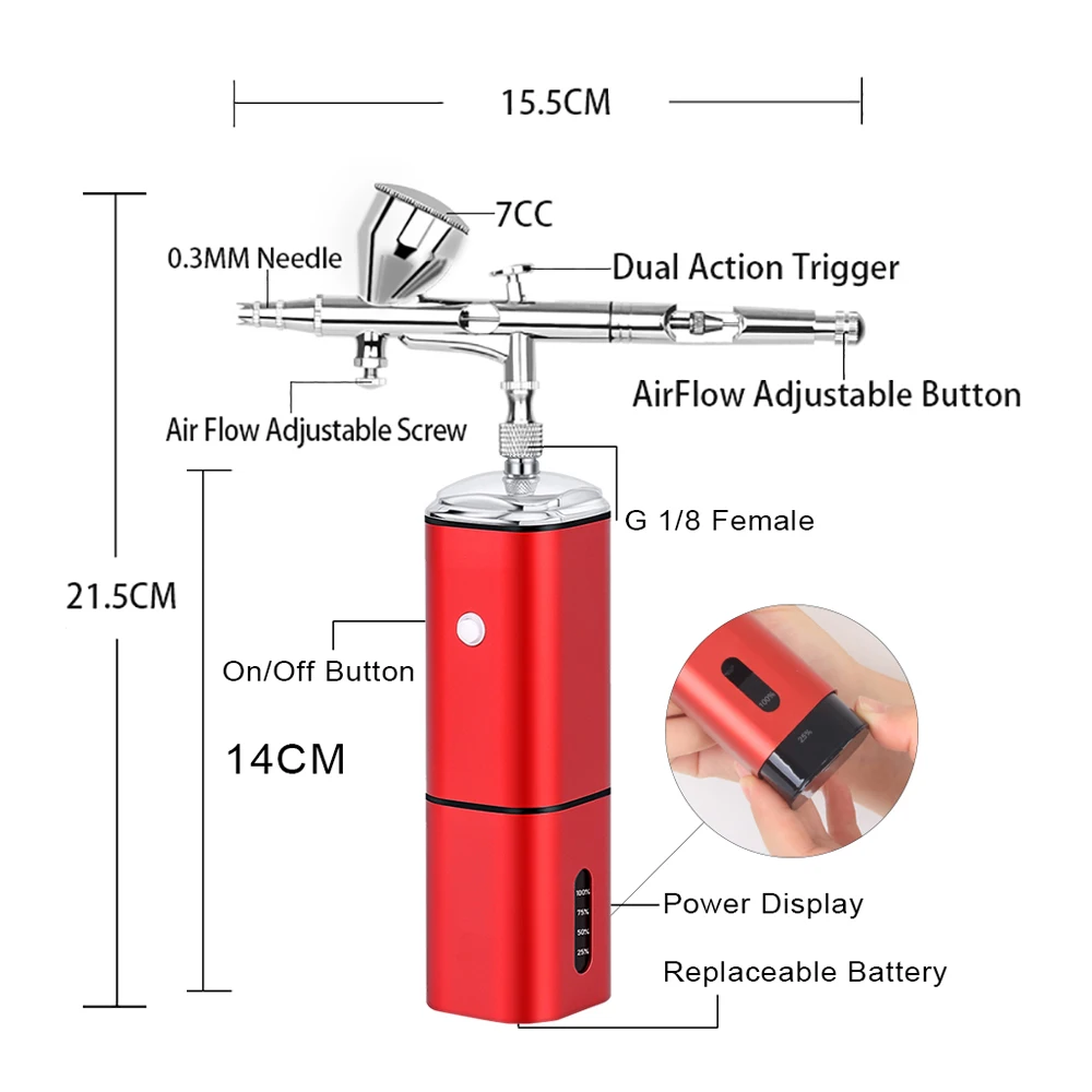 Автоматический набор аэрографа Ribo перезаряжаемый портативный беспроводной