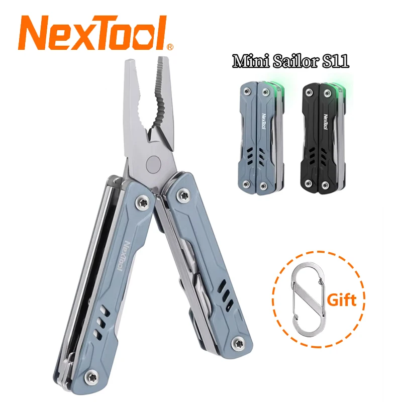 Фото Многофункциональный инструмент-брелок NexTool Mini Sailor S11 12-в-1: портативные плоскогубцы, складные ножницы, отвертка для активного отдыха и повседневного использования (EDC) №2