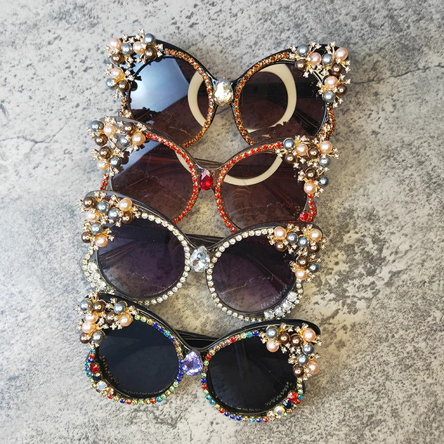 Luxury Brand Designer Bling Bling Butterfly Sunglasses For Women 2023 Diamond Vat Eyes Sun Glasses Lunette Soleil Femme 6