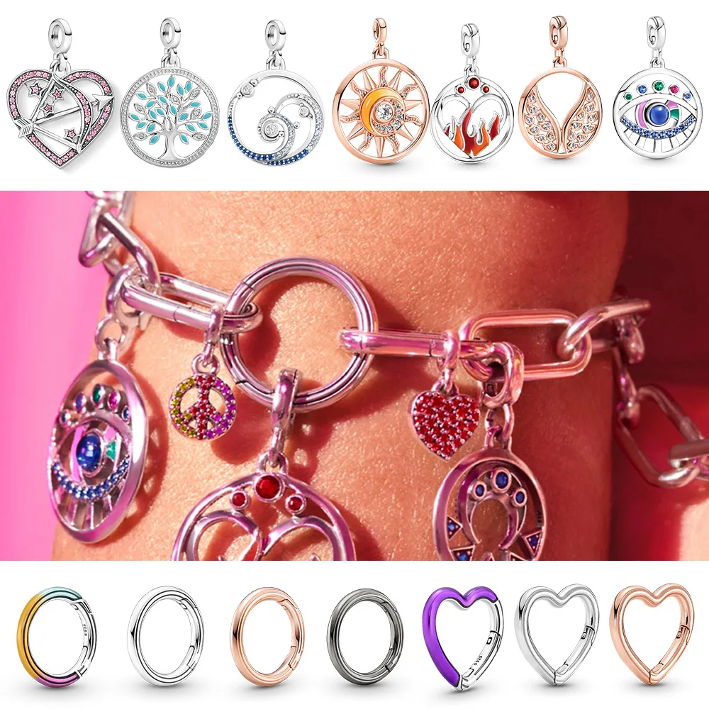 Медальон-подвеска из нового серебра 925 с мини-звездой ME Charm, подходящая для оригинальных цепочек-браслетов, женских ювелирных изделий.