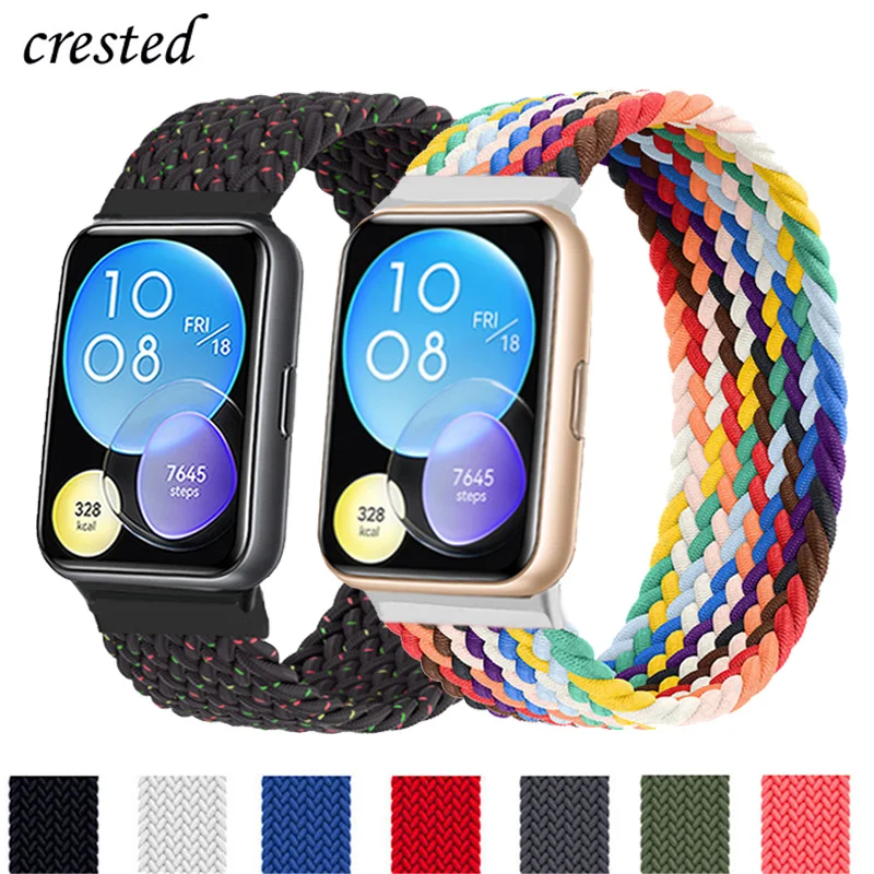 

Ремешок для умных часов Huawei Watch Fit 2, нейлоновый эластичный плетеный браслет соло, аксессуары для наручных часов