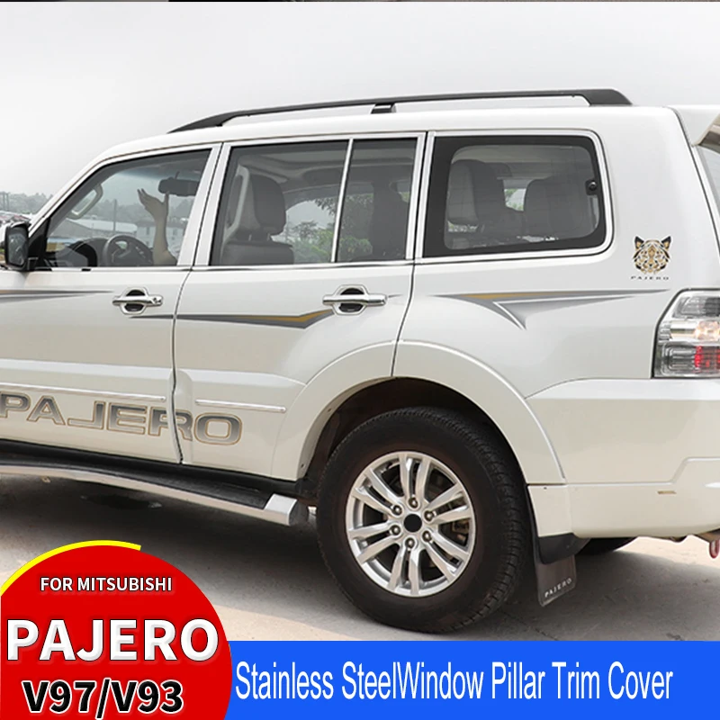 

For Mitsubishi Pajero V97V93 2012 2018 Window bright trim strip Car Stainless Steel Window Pillar Trim Strip Car Accessories