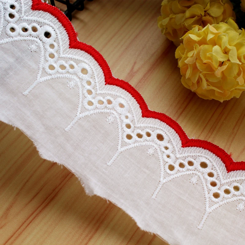 

5Yards 6.5cm Cotton Lace Trims Nylon Net Embroidered Garment Fabric Trimmings DIY Handmade Sewing Accessories H177