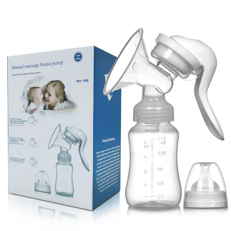 

150ml Manual Breast Feeding Pump Original Manual Breast Milk Silicon PP BPA Free with Milk Bottle Nipple Function Breast Pumps