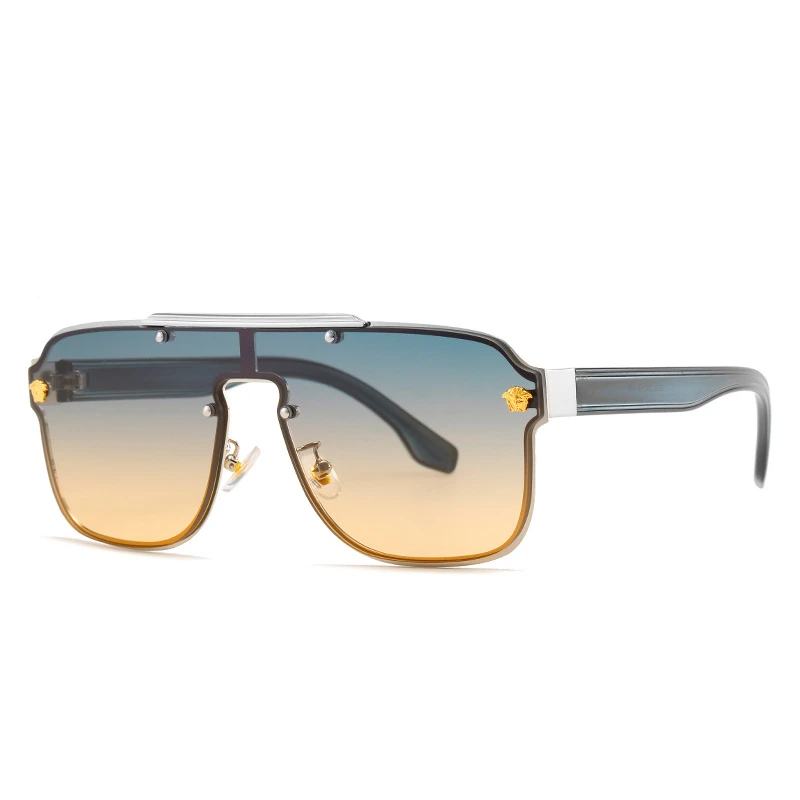 

Солнцезащитные очки в винтажном стиле для мужчин и женщин, большие квадратные солнечные аксессуары в многоугольной металлической оправе