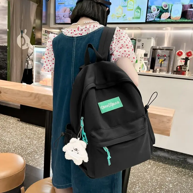 

Women Backpacks for School Teenagers Girls Schoolbag Nylon Black Bookbag Casual College Style Korean Bagpack