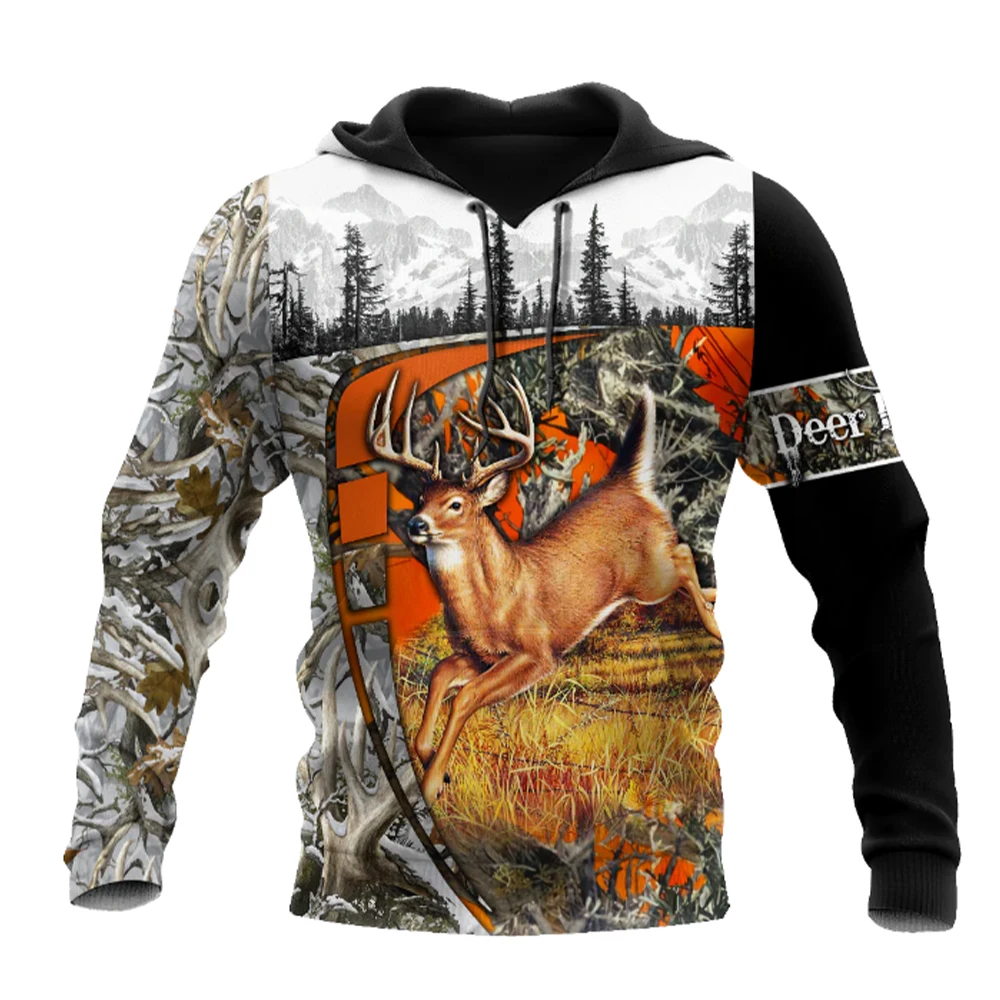 Мужская модная охотничья толстовка большая с 3D принтом животных оленей