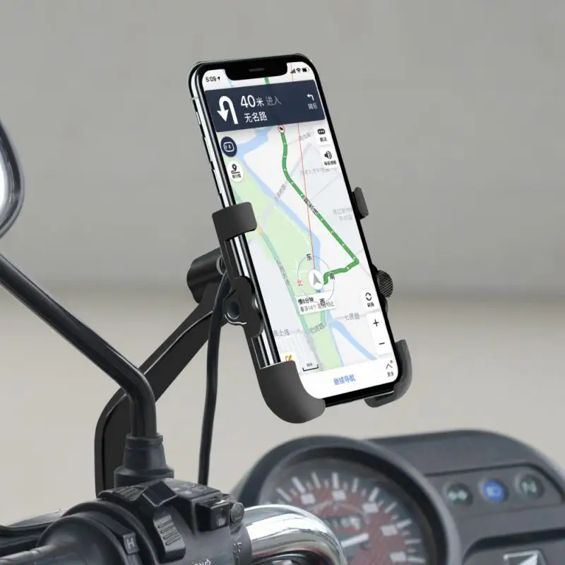 

Motorcycle Mobile Phone Bracket Aluminum Alloy Waterproof QC3.0 Auto Fast Charge Phone Holder Car Accessories Handlebar Support