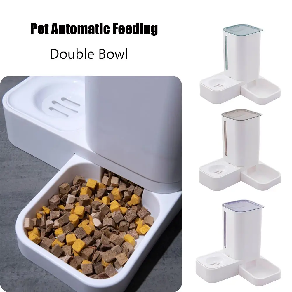 

food utensils Wet And Dry Separation High Capacity gravity water dispenser double bowls automatic feeding Pet feed bowl