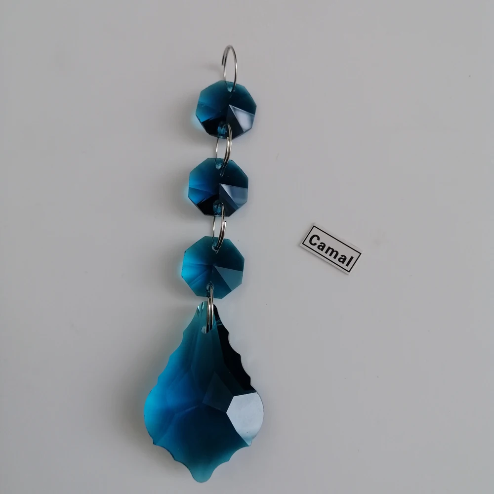 Camal 2 шт. 38 мм кленовые кристаллические призмы-листья K9, подвесные Восьмиугольные бусины, хромированная кольцевая гирлянда, Ловец Солнца, лампа, люстра, подвесные детали