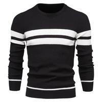 new autumn men clothing mens sweater winter casual fashion o neck pullover tops stripe patchwork long sleeve warm slim sweaters