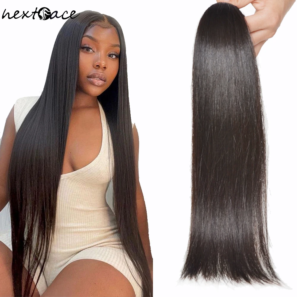 

NextFace 20 22 24 26 28 inch Indian Hair Bone Straight Hair Bundles Thick Human Hair Bundles Natural Weaves Remy Hair Extensions