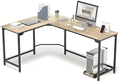 

Угловой компьютерный стол L-образной формы, рабочая станция из дерева и стали для дома и офиса, игровой столик для компьютера и ноутбука, 66 дюймов