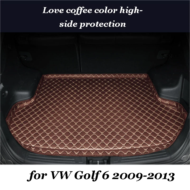 

Коврик для багажника на заказ для Volkswagen Golf 6.2009.2010.2011.2012.2013, автомобильный напольный коврик на заказ, водонепроницаемый кожаный коврик для ба...