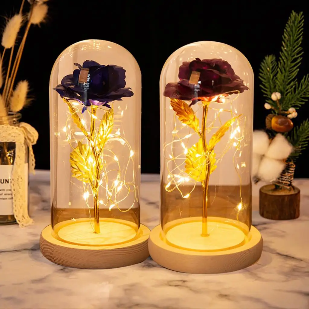 

Красавица и чудовище, Золотая фольга, галактика, роза, светодиодный свет, искусственные цветы I