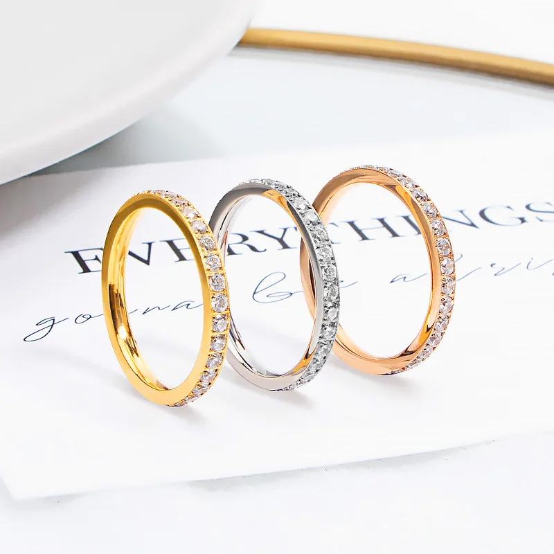 

Cnc Diamond Ring Titanium Steel Plated 18k Gold Ring Middle Finger Index Finger
