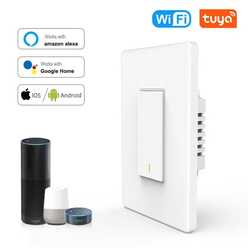 

1800W 120V Wifi Switch Light Bulb Wireless Wall Smart Switch Timer Support APP Remote Voice Controll Works With Alexa And