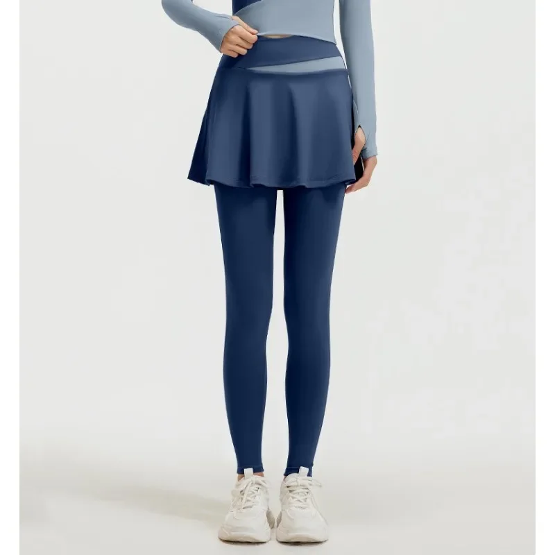 Поддельные брюки из двух частей спортивные женские тонкие для фитнеса и йоги