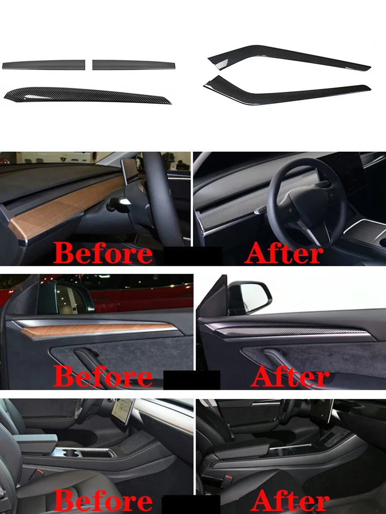 

Car Inner Center Dashboard Trim Sticker Interior Accessories For Model 3 Y