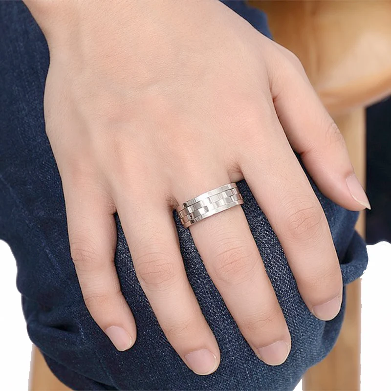 Крутое мужское кольцо из нержавеющей стали вращающееся в стиле панк женское