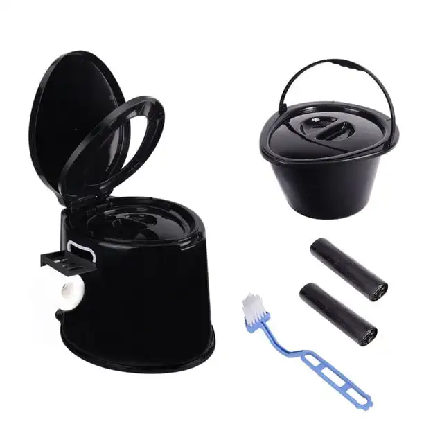 

Travel Camping Toilet, 5.3 Gallon, Black Outdoor gadget Camping equipment Camping kettle Travel gadgets Camp cooking set Campin