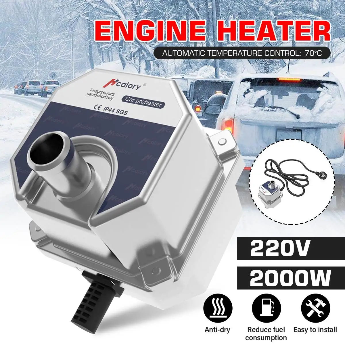 

220V 2000W Pre-start Engine Coolant Heater Preheater with Pump Car Heating Preheating Air Parking Heater Russia Big Sale