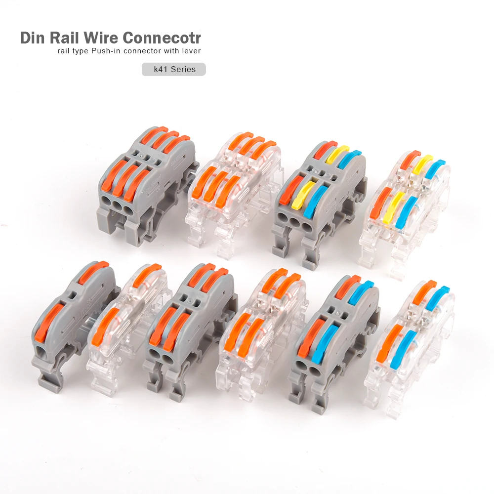 

Wire Connector Fast Universal Compact Din Rail Electric Cable Conector 221/222/223 Quick Wiring Butt Terminal Block Instead UK