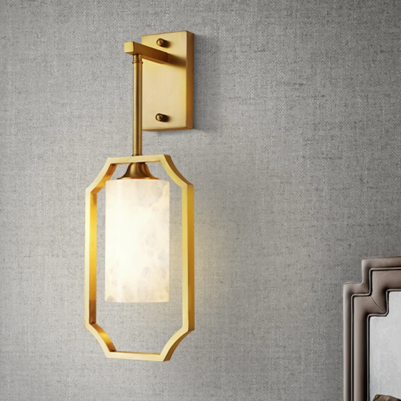 

New Chinese style bedroom bedside wall lamp, all copper living room background wall lamp, Chinese style sun table lamp, staircas