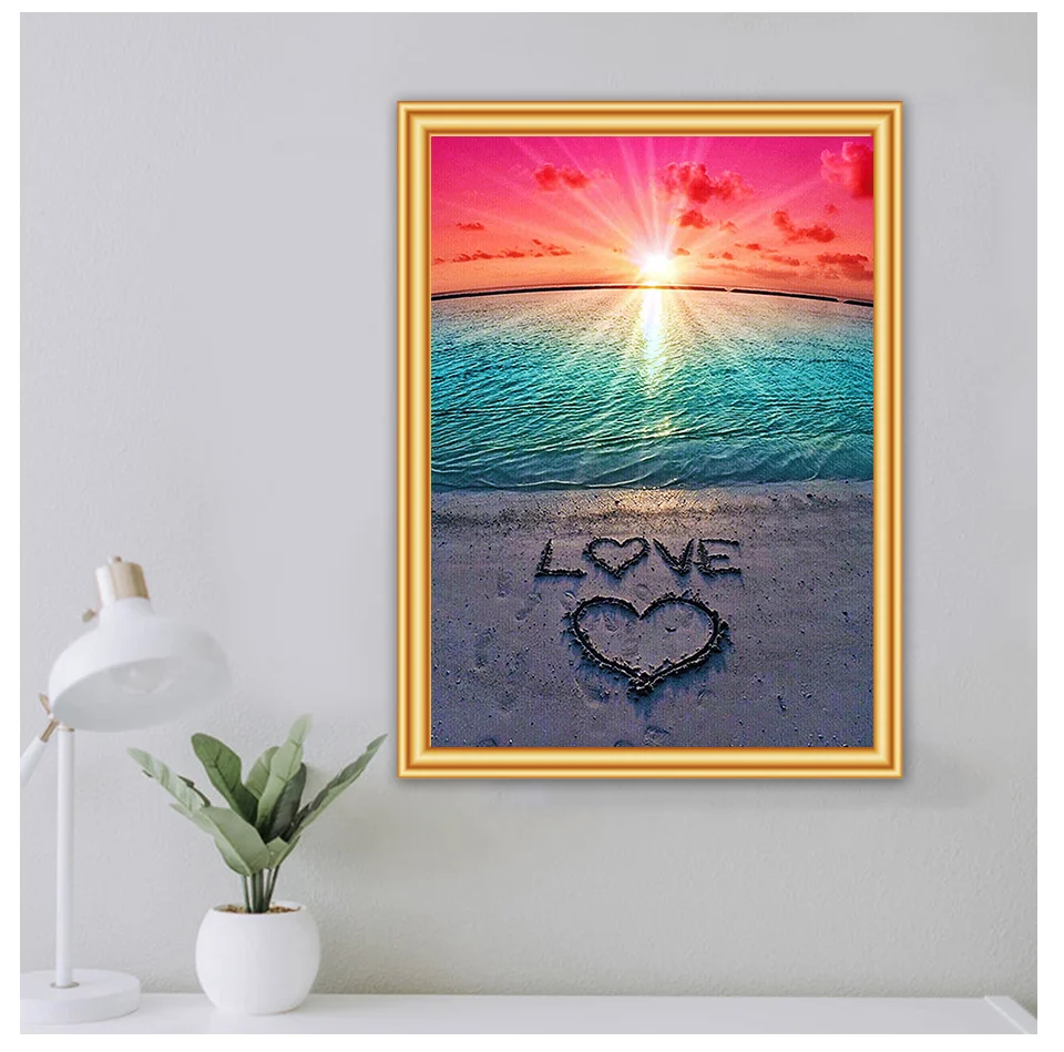 Пейзаж 5D сделай сам алмазная живопись цветок пляж море полностью круглая