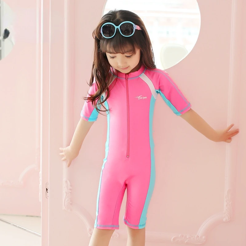 Children One Piece Swimsuit Kids Girls Swimwear Boys Long Short Sleeve Surfing Wear Bathing Suit Baby Sandy Rash Guard 2-15Years |