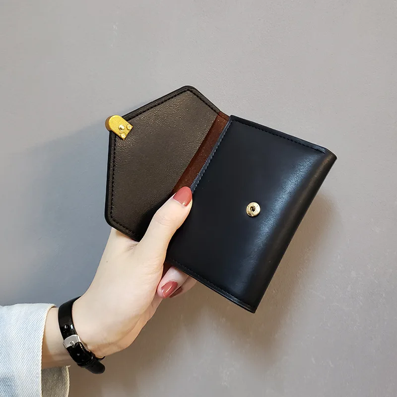 2022 New Women Wallets Leather Purse Fashion Tri-fold Simple Black Short Wallet High Quality Soft Purse Leather Small Coin Pocke