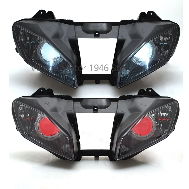 

NEW Motorcycle Front Headlight Assembly L/H Beam Led White Angel Eye Red Devil Eye Headlamp For Yamaha YZF R6 2006-2015 2014